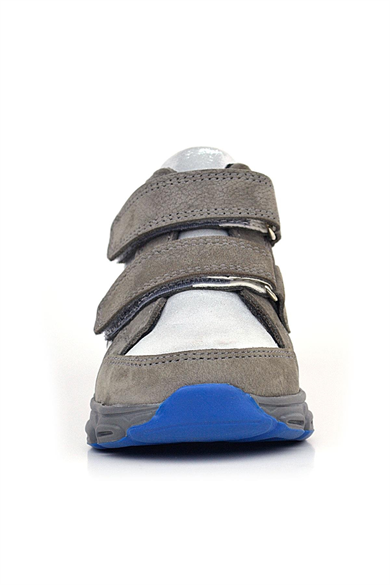 Rakerplus Hakiki Deri Gri Gümüş Cırtlı Kız Bebek Bot Ayakkabı