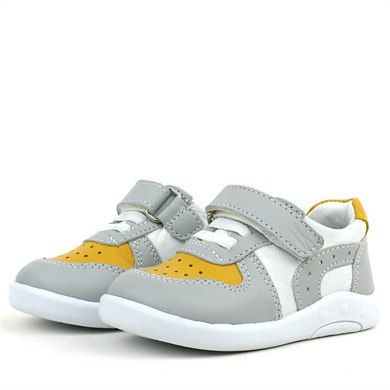 Rakerplus Hakiki Deri Gri Sarı Anatomik Bebek Spor Ayakkabı