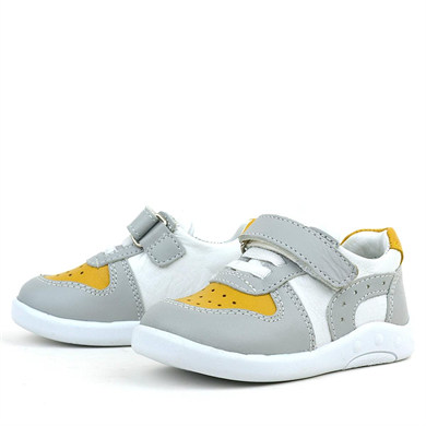 Rakerplus Hakiki Deri Gri Sarı Anatomik Bebek Spor Ayakkabı