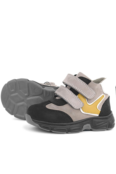 Rakerplus Hakiki Deri Gri Siyah Bebek Spor Bot Ayakkabı