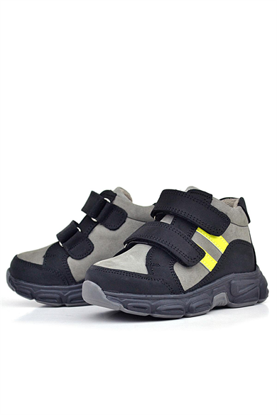 Rakerplus Hakiki Deri Gri Siyah Bebek Spor Bot Ayakkabı