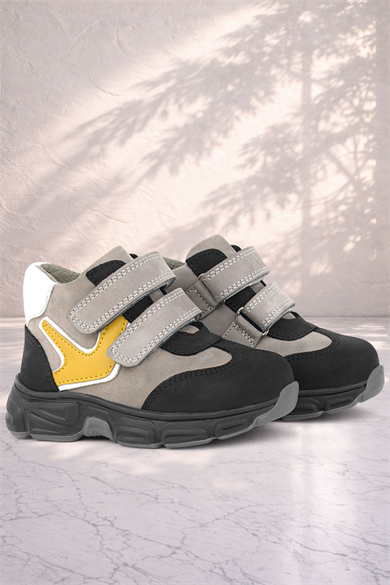 Rakerplus Hakiki Deri Gri Siyah Bebek Spor Bot Ayakkabı