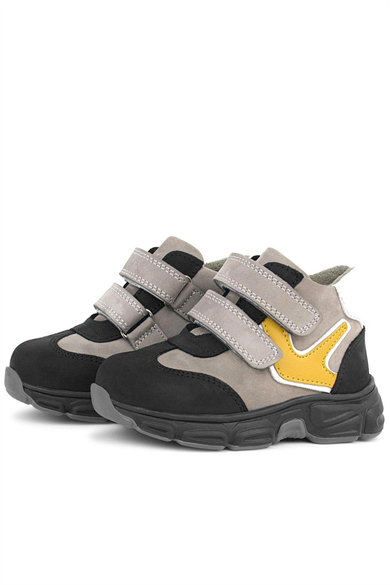 Rakerplus Hakiki Deri Gri Siyah Bebek Spor Bot Ayakkabı