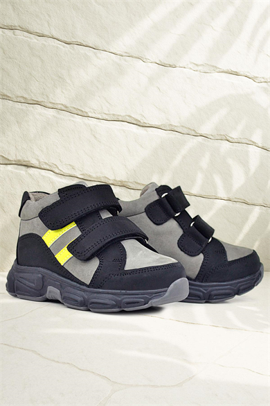 Rakerplus Hakiki Deri Gri Siyah Bebek Spor Bot Ayakkabı