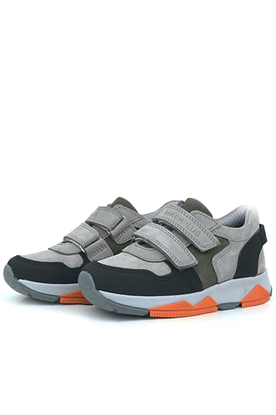 Rakerplus Hakiki Deri Gri Siyah Çocuk Sneakers Spor Ayakkabı
