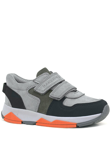 Rakerplus Hakiki Deri Gri Siyah Çocuk Sneakers Spor Ayakkabı