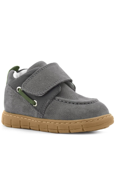 Rakerplus Hakiki Deri Gri Yeşil Cırt Cırtlı Bebek Bot