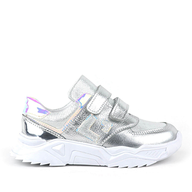 Rakerplus Hakiki Deri Gümüş Renl Cırtlı Kız Çocuk Sneaker Ayakkabı