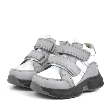 Rakerplus Hakiki Deri Gümüş Simli Cırtlı Kız Bebek Bot Ayakkabı