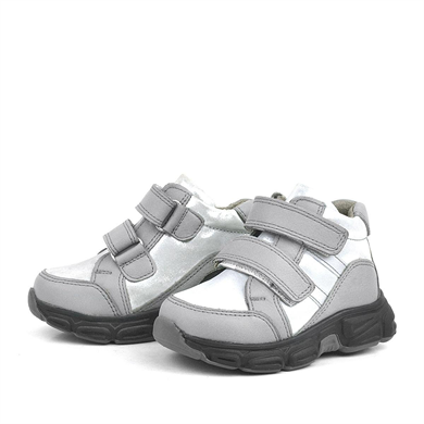 Rakerplus Hakiki Deri Gümüş Simli Cırtlı Kız Bebek Bot Ayakkabı