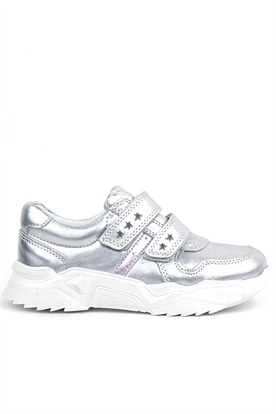 Rakerplus Hakiki Deri Gümüş Yıldız Detaylı Kız Çocuk Spor Ayakkabı