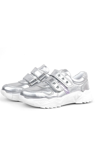Rakerplus Hakiki Deri Gümüş Yıldız Detaylı Kız Çocuk Spor Ayakkabı