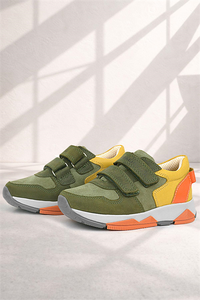 Rakerplus Hakiki Deri Haki Turuncu Sarı Çocuk Sneakers Spor Ayakkabı