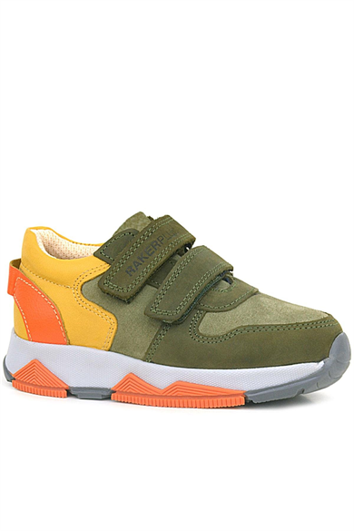 Rakerplus Hakiki Deri Haki Turuncu Sarı Çocuk Sneakers Spor Ayakkabı