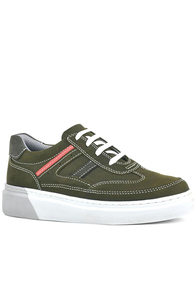 Rakerplus Hakiki Deri Haki Yeşil Çocuk Günlük Spor Okul Ayakkabı