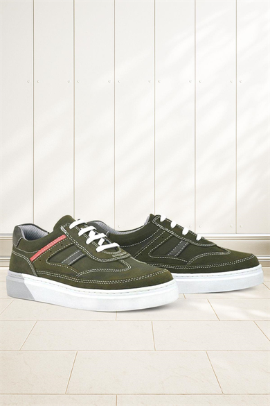 Rakerplus Hakiki Deri Haki Yeşil Çocuk Günlük Spor Okul Ayakkabı