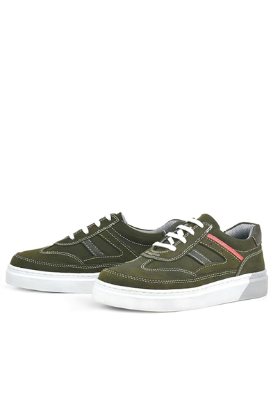 Rakerplus Hakiki Deri Haki Yeşil Çocuk Günlük Spor Okul Ayakkabı