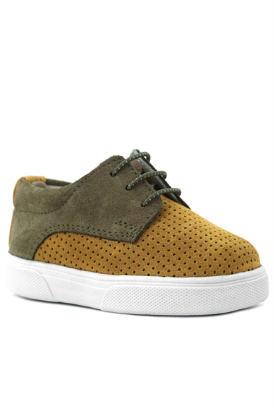 Rakerplus Hakiki Deri Hardal Sarı Haki Lastikli Erkek Çocuk Günlük Ayakkabı