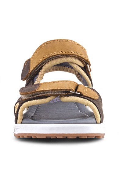 Rakerplus Hakiki Deri Kahve Taba Rengi Cırtlı Çocuk Sandalet