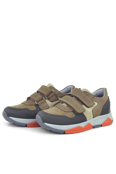 Rakerplus Hakiki Deri Kahverengi Çocuk Sneakers Spor Ayakkabı