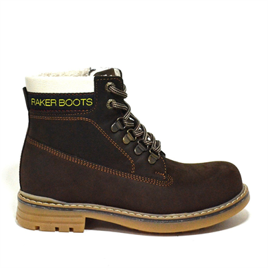 Rakerplus Hakiki Deri Kahverengi Fermuarlı Kışlık Çocuk Bot