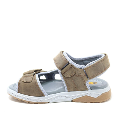 Rakerplus Hakiki Deri Kahverengi Konfor Tabanlı Cırtlı Çocuk Sandalet