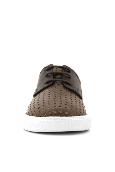 Rakerplus Hakiki Deri Kahverengi Lastikli Erkek Çocuk Günlük Ayakkabı