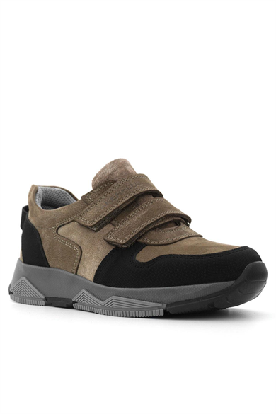 Rakerplus Hakiki Deri Kahverengi Siyah Çocuk Sneakers Spor Ayakkabı
