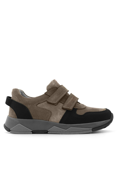 Rakerplus Hakiki Deri Kahverengi Siyah Çocuk Sneakers Spor Ayakkabı