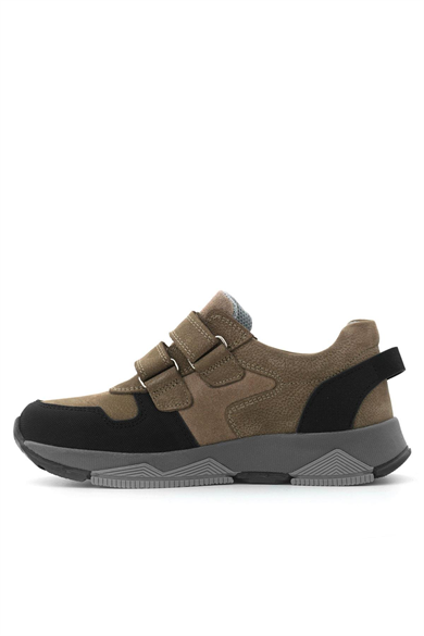 Rakerplus Hakiki Deri Kahverengi Siyah Çocuk Sneakers Spor Ayakkabı