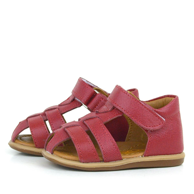 Rakerplus Hakiki Deri Kırmızı Cırtlı Bebek Sandalet Ayakkabı