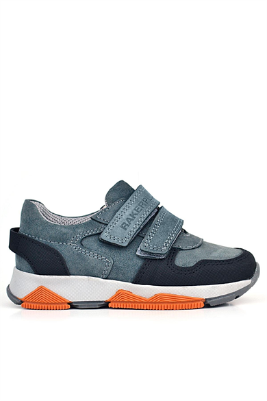 Rakerplus Hakiki Deri Koyu Gri Çocuk Cırtlı Sneakers Spor Ayakkabı