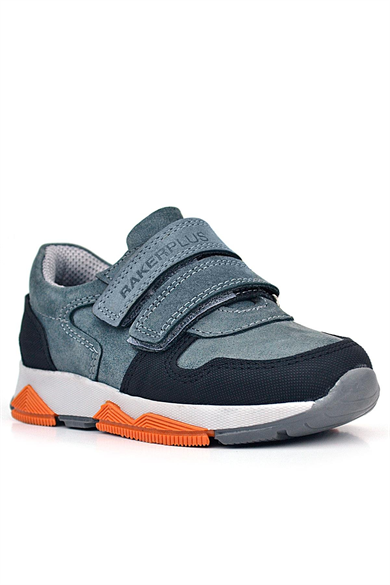 Rakerplus Hakiki Deri Koyu Gri Çocuk Cırtlı Sneakers Spor Ayakkabı