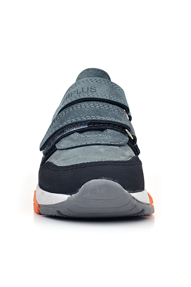 Rakerplus Hakiki Deri Koyu Gri Çocuk Cırtlı Sneakers Spor Ayakkabı