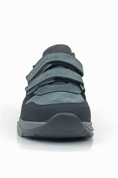 Rakerplus Hakiki Deri Koyu Gri Siyah Çocuk Cırtlı Sneakers Spor Ayakkabı