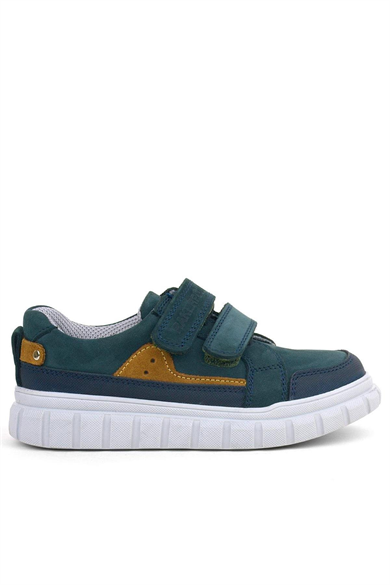 Rakerplus Hakiki Deri Koyu Yeşil Cırtlı Günlük Spor Çocuk Okul Ayakkabı