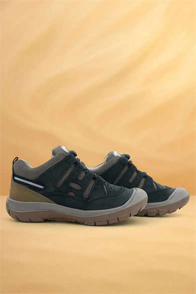 Rakerplus Hakiki Deri Koyu Yeşil Kum Bağcıklı Çocuk Outdoor Ayakkabı