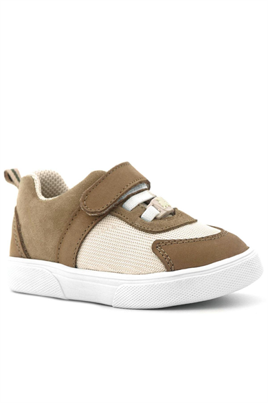 Rakerplus Hakiki Deri Krem Kum Rengi Cırtlı Bebek Ayakkabı