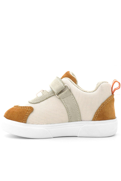 Rakerplus Hakiki Deri Krem Taba Cırtlı Bebek Ayakkabı