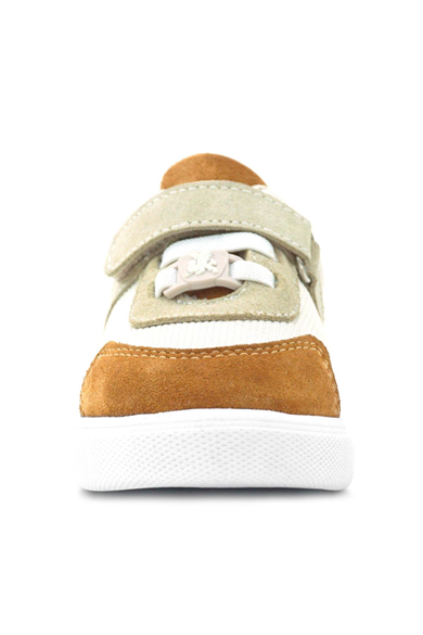 Rakerplus Hakiki Deri Krem Taba Cırtlı Bebek Ayakkabı