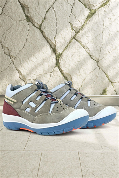 Rakerplus Hakiki Deri Kum Bordo Lastik Bağcıklı Çocuk Outdoor Ayakkabı