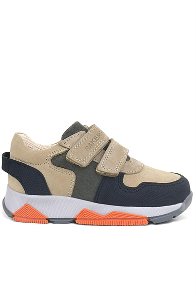 Rakerplus Hakiki Deri Kum Gri Siyah Çocuk Sneakers Spor Ayakkabı
