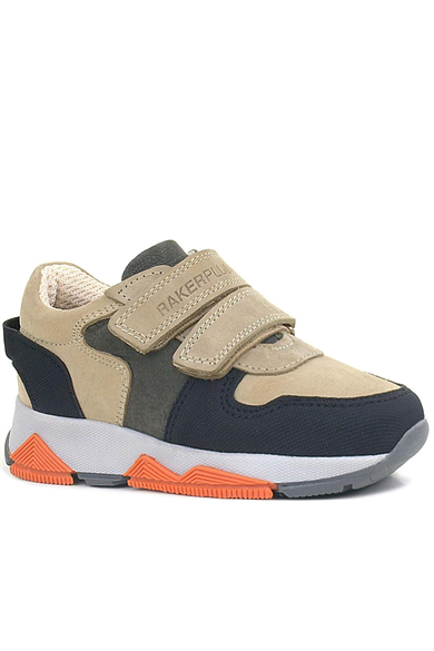Rakerplus Hakiki Deri Kum Gri Siyah Çocuk Sneakers Spor Ayakkabı