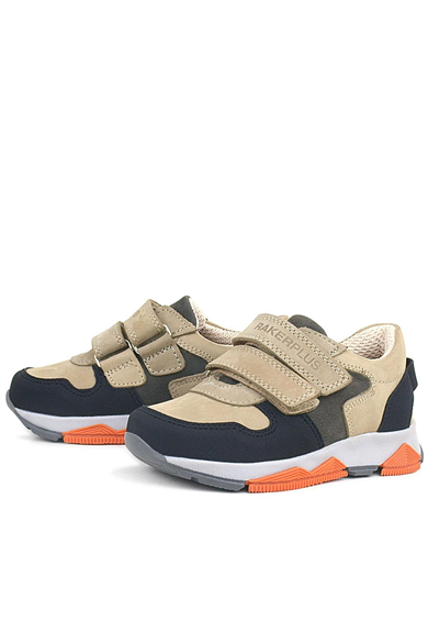 Rakerplus Hakiki Deri Kum Gri Siyah Çocuk Sneakers Spor Ayakkabı