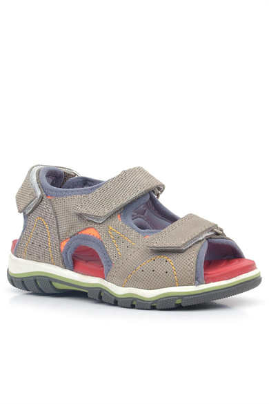 Rakerplus Hakiki Deri Kum Rengi Cırtlı Erkek Çocuk Sandalet