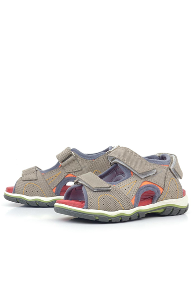 Rakerplus Hakiki Deri Kum Rengi Cırtlı Erkek Çocuk Sandalet