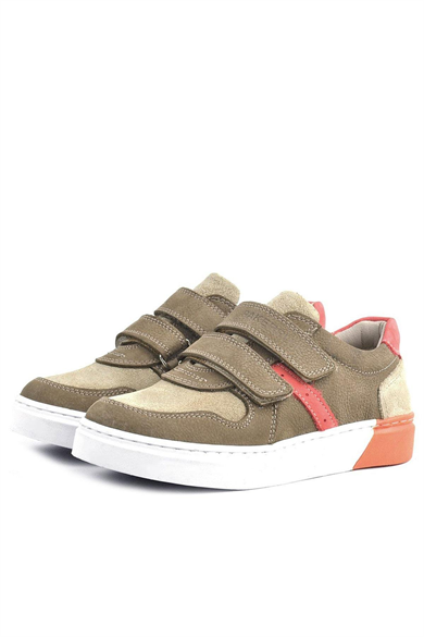 Rakerplus Hakiki Deri Kum Rengi Cırtlı Erkek Çocuk Sneaker
