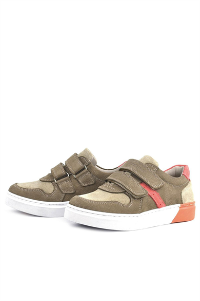 Rakerplus Hakiki Deri Kum Rengi Cırtlı Erkek Çocuk Sneaker