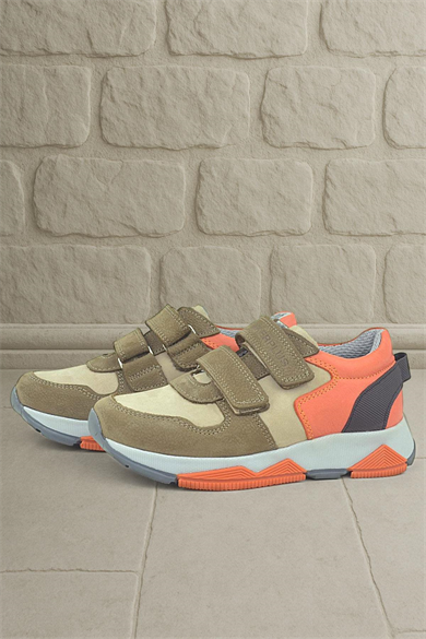 Rakerplus Hakiki Deri Kum Rengi Çocuk Sneakers Spor Ayakkabı