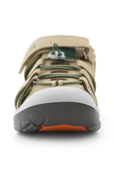 Rakerplus Hakiki Deri Kum Rengi Haki Yeşil Çocuk Sandalet